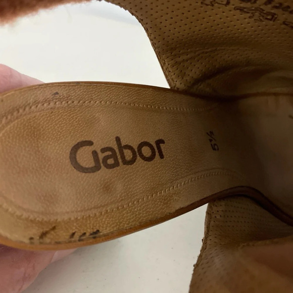 Gabor Leather Block Heel Sandals Size 8 (5.5) Brown Peep Toe Boho - Picture 10 of 14